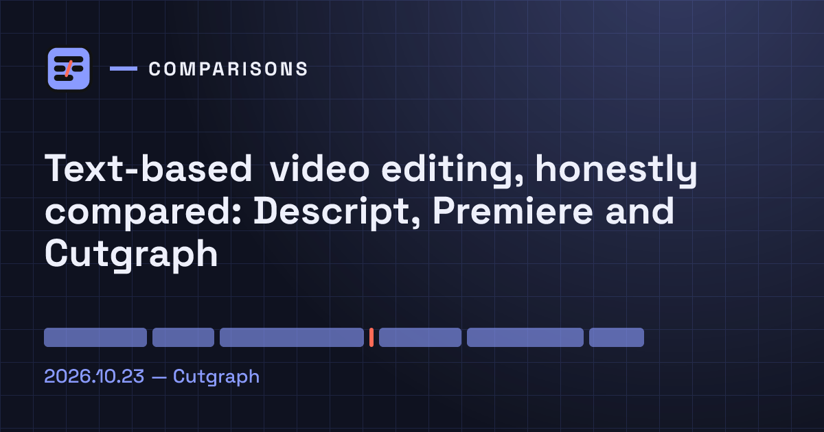 Title card: Text-based video editing, honestly compared